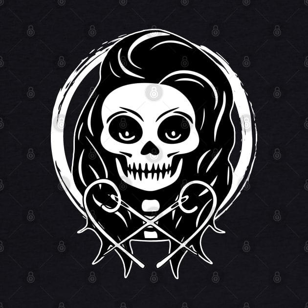 Female Craft Artist Skull and Needles White Logo by Nuletto